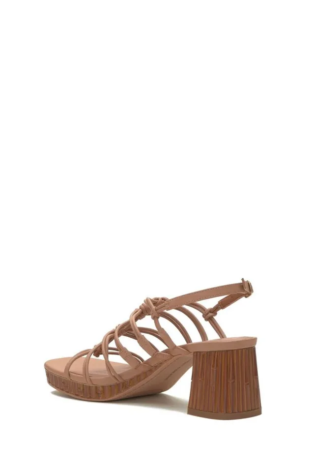 Lucky Brand Bassie Strappy Block Heel Light Brown Women Shoes