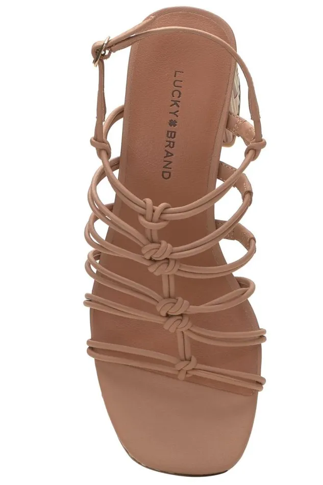 Lucky Brand Bassie Strappy Block Heel Light Brown Women Shoes
