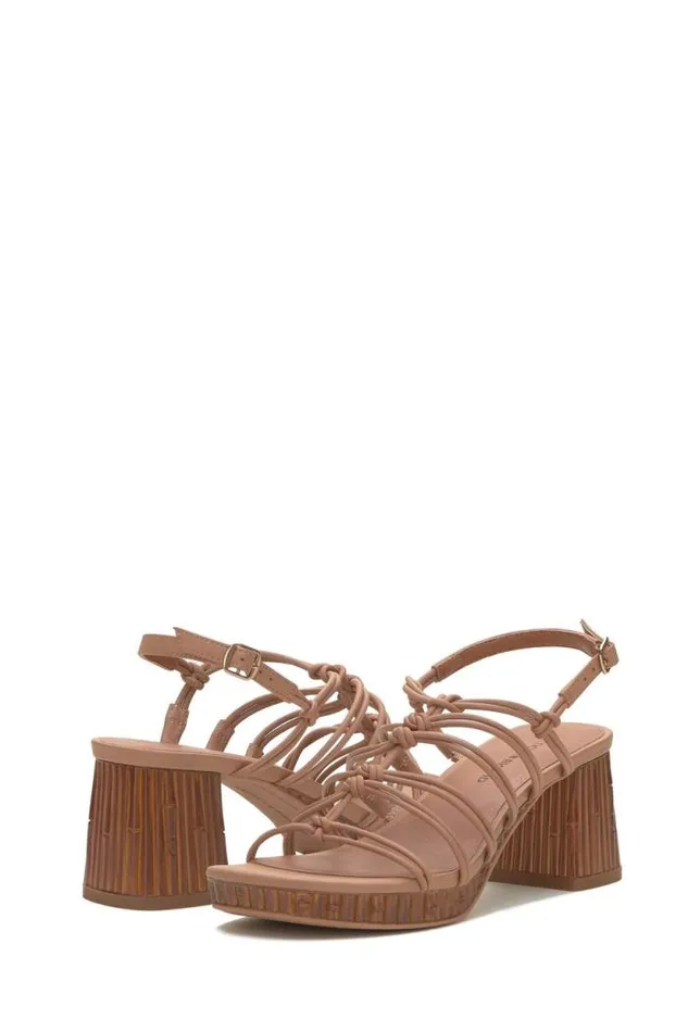 Lucky Brand Bassie Strappy Block Heel Light Brown Women Shoes