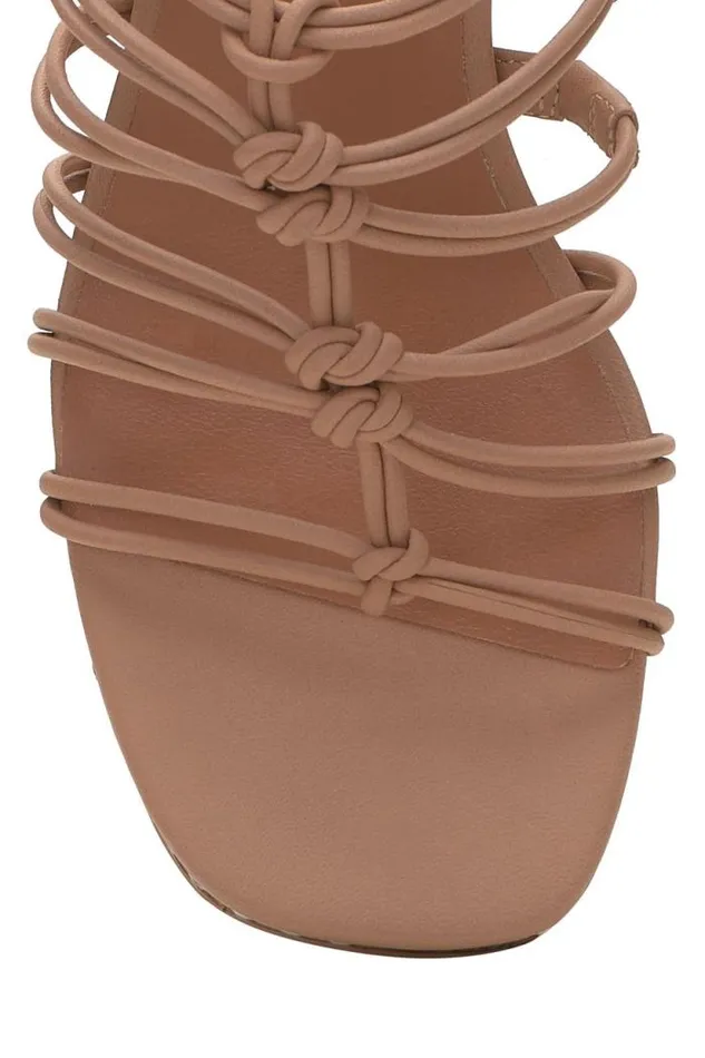 Lucky Brand Bassie Strappy Block Heel Light Brown Women Shoes