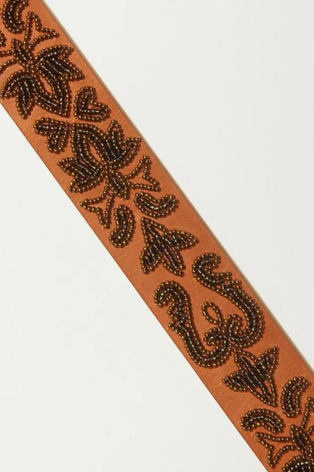 Lucky Brand Beaded Leather Belt Dark Brown Women Belts Lucky Brand Beaded Leather Belt Dark Brown Women Belts