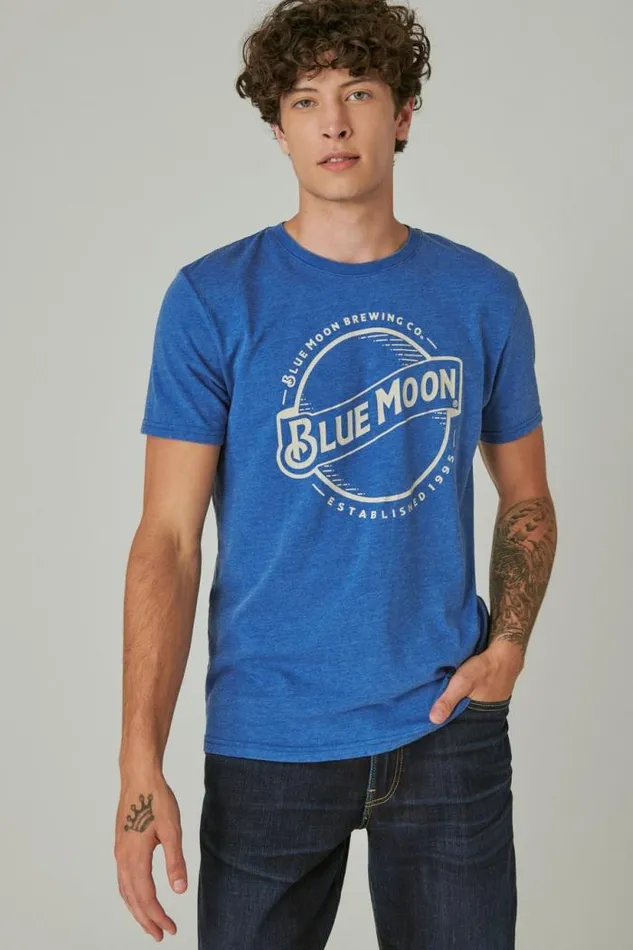 Lucky Brand Blue Moon Tee Monaco Blue Men Graphic Tees