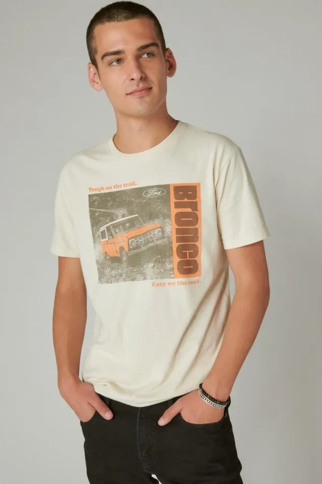 Lucky Brand Bronco Photo Tee Birch Men Graphic Tees