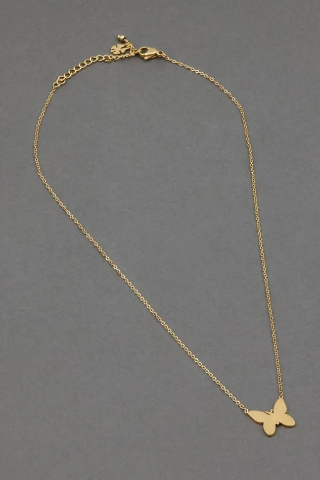 Lucky Brand Butterfly Pendant Necklace Gold Women Jewelry