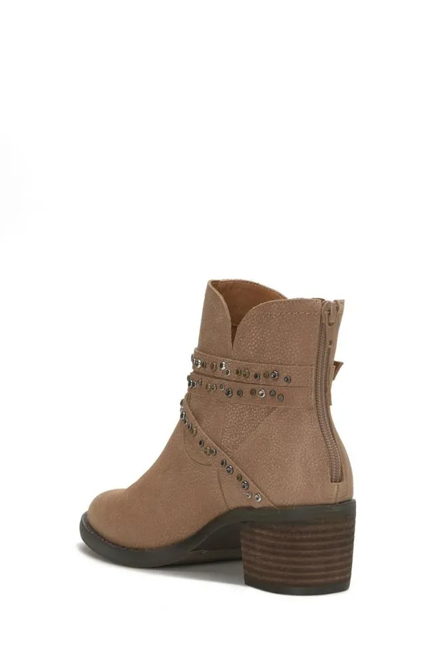 Lucky Brand Callam Studded Strap Bootie Medium Dark Beige Women Shoes