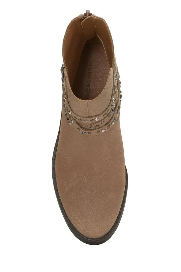 Lucky Brand Callam Studded Strap Bootie Medium Dark Beige Women Shoes