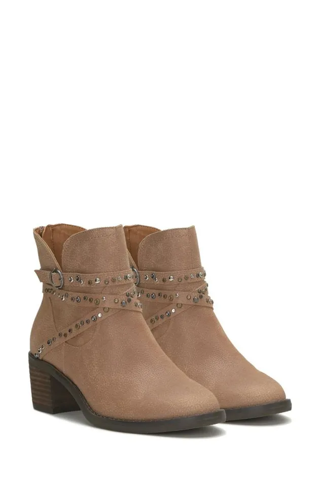 Lucky Brand Callam Studded Strap Bootie Medium Dark Beige Women Shoes