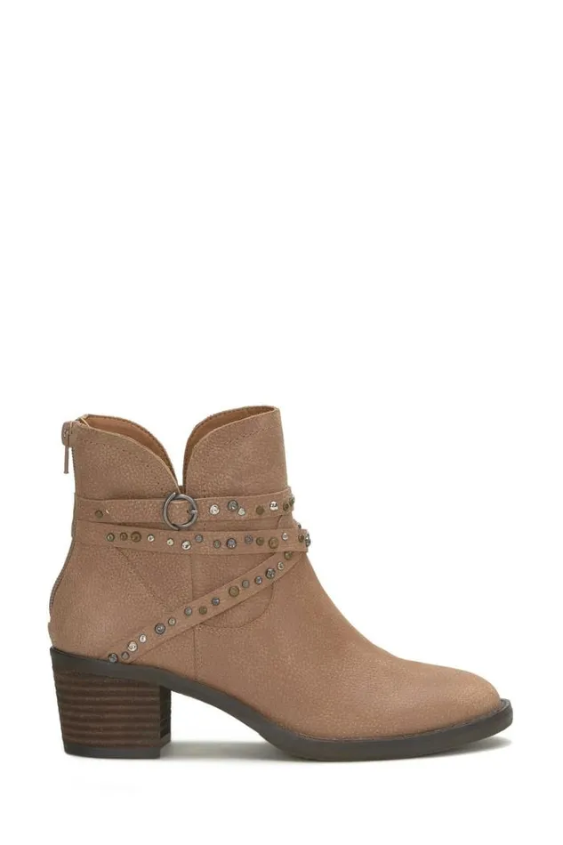 Lucky Brand Callam Studded Strap Bootie Medium Dark Beige Women Shoes