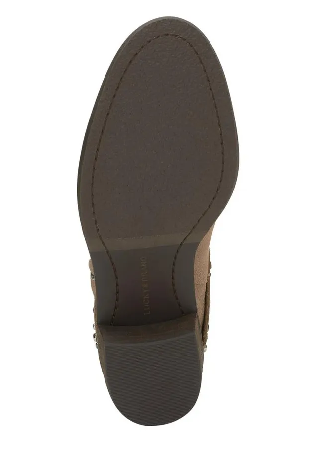 Lucky Brand Callam Studded Strap Bootie Medium Dark Beige Women Shoes