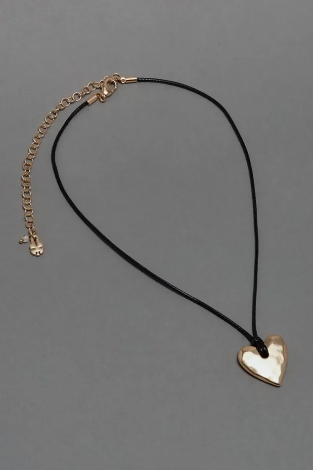 Lucky Brand Chord Heart Choker Necklace Gold Women Jewelry