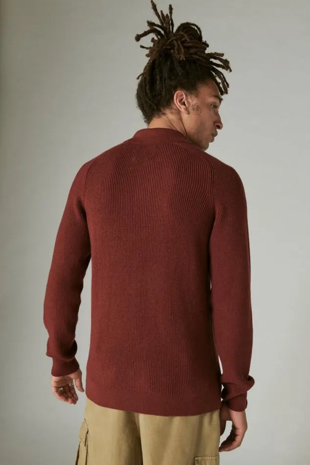 Lucky Brand Cloud Soft Polo Sweater Rustic Wine Men Sweaters