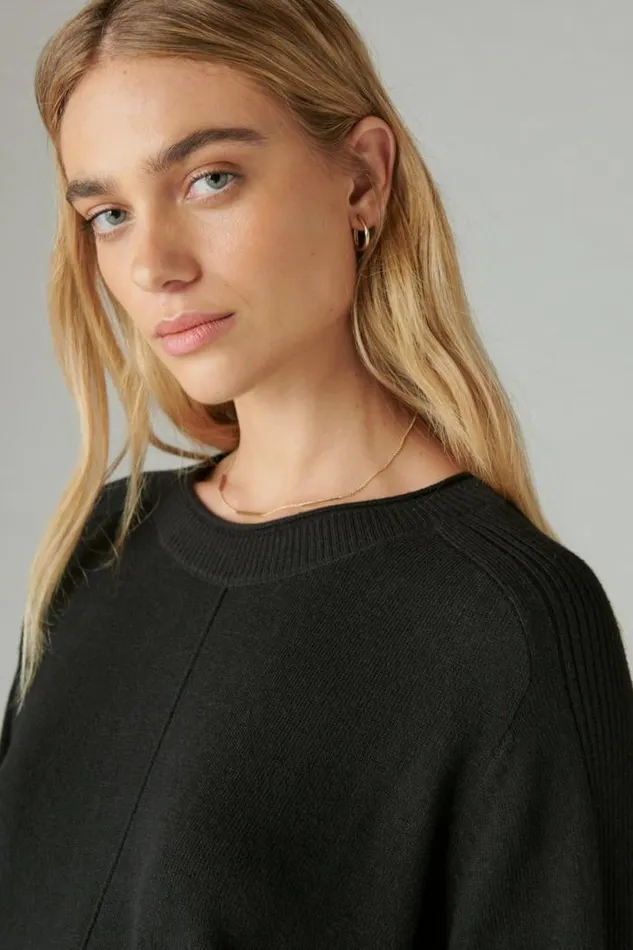 Lucky Brand Cloud Soft Pullover Black Women Sweaters and Sweatshirts