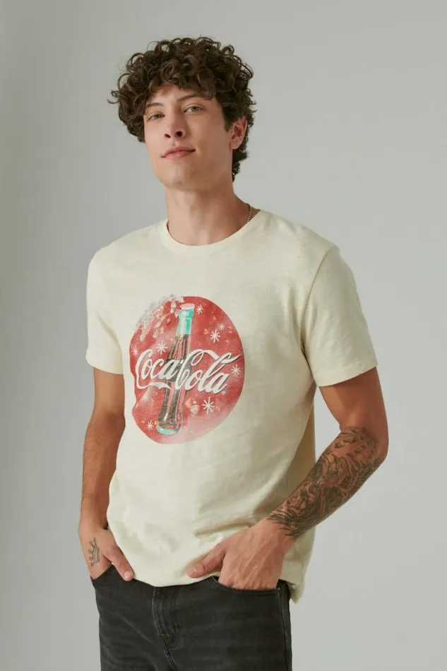 Lucky Brand Coca Cola Bottle Tee Parchment Men Graphic Tees