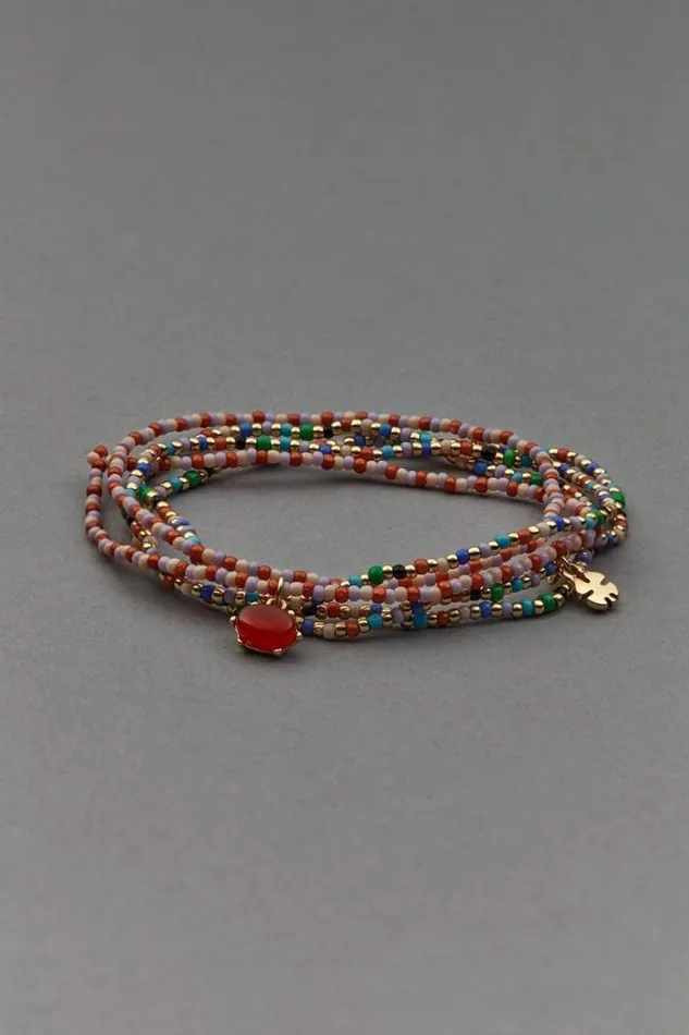 Lucky Brand Colorful Seed Bead Bracelet Set Gold Women Jewelry