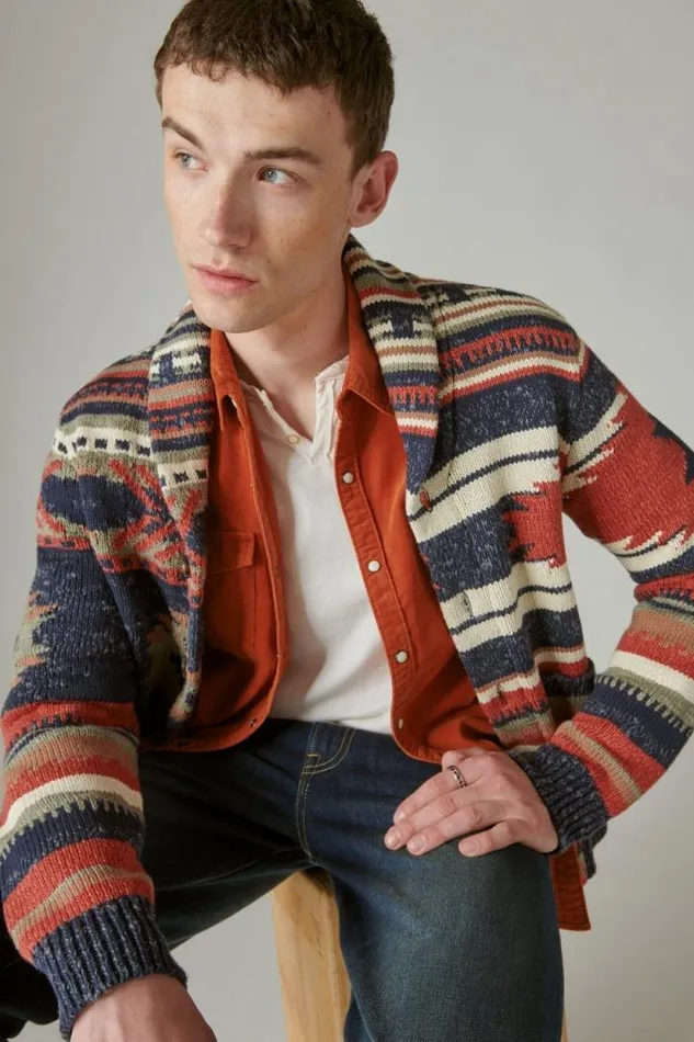 Lucky Brand Corduroy Western Long Sleeve Shirt Sequoia Brown Men ButtonDowns
