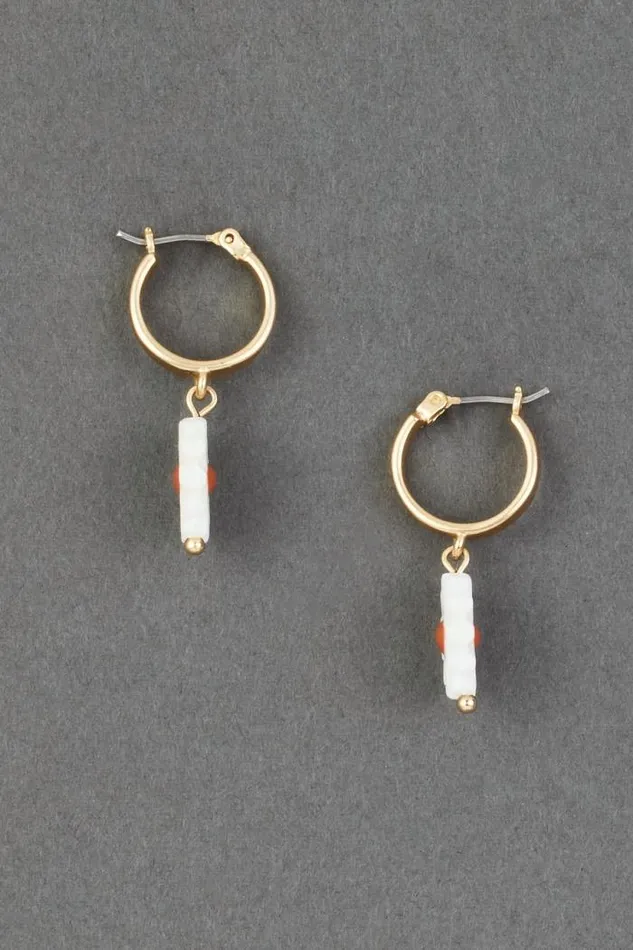 Lucky Brand Daisy Charm Hoop Earring Gold Women Jewelry