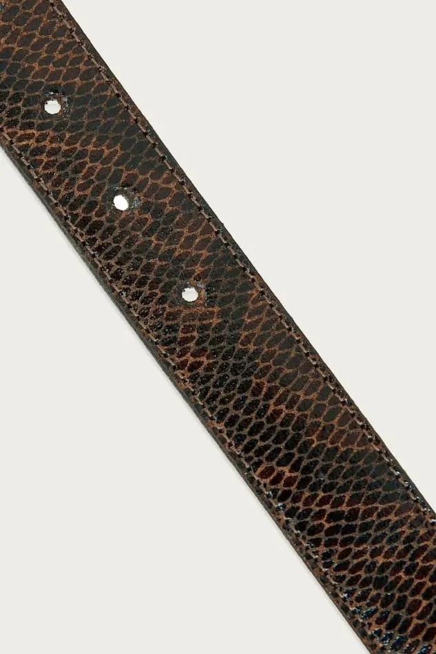 Lucky Brand Double Ring Snakeskin Belt Dark Brown Women Belts Lucky Brand Double Ring Snakeskin Belt Dark Brown Women Belts