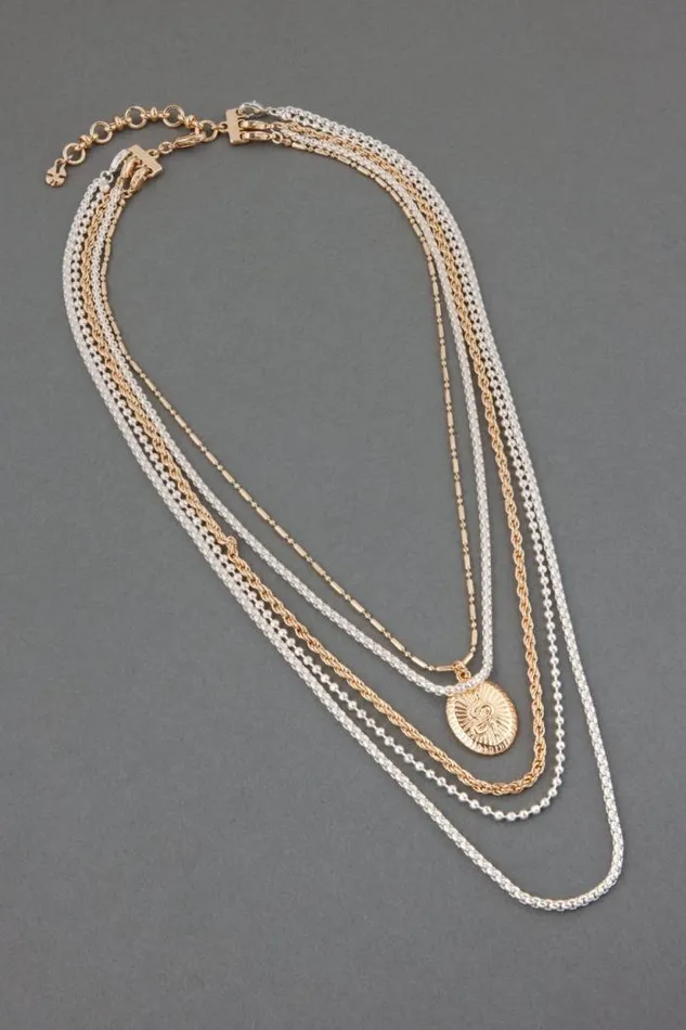 Lucky Brand Drama Layer Necklace Two Tone Women Jewelry