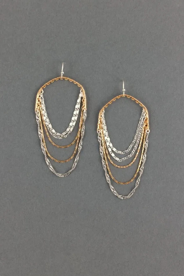 Lucky Brand Drama Two Tone Chain Earring Two Tone Women Jewelry