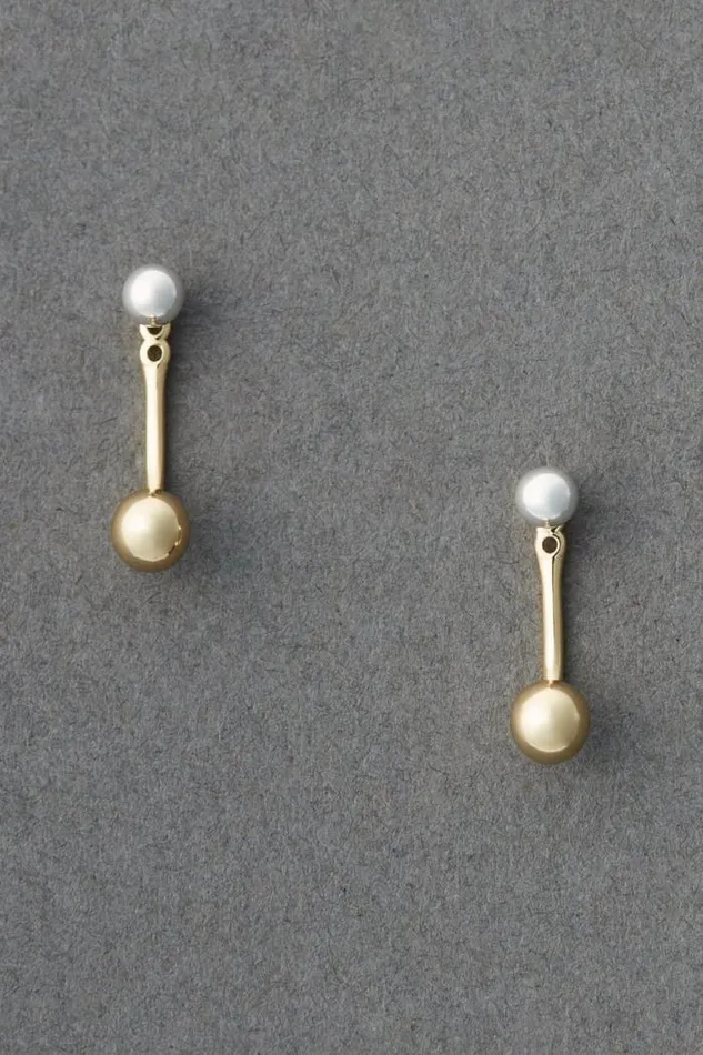 Lucky Brand Drop Back Earring Two Tone Women Jewelry