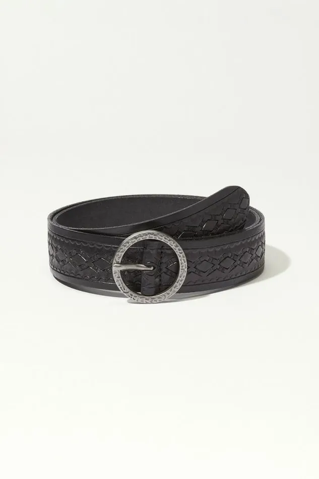 Lucky Brand Embossed Pattern Belt Black Women Belts