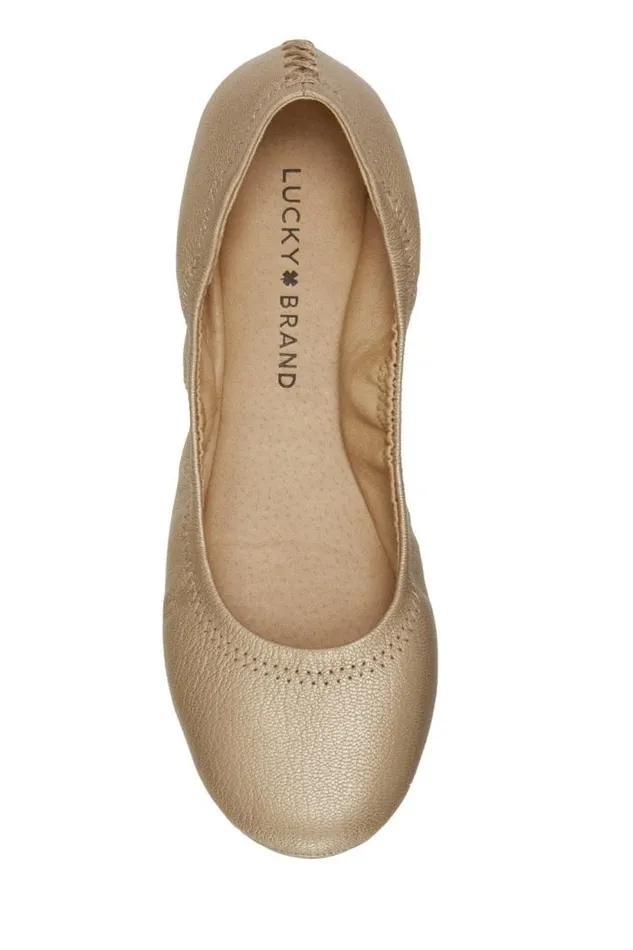 Lucky Brand Emmie Leather Flats Gold Women Shoes