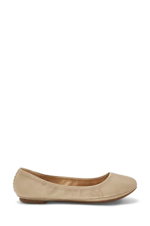 Lucky Brand Emmie Leather Flats Gold Women Shoes