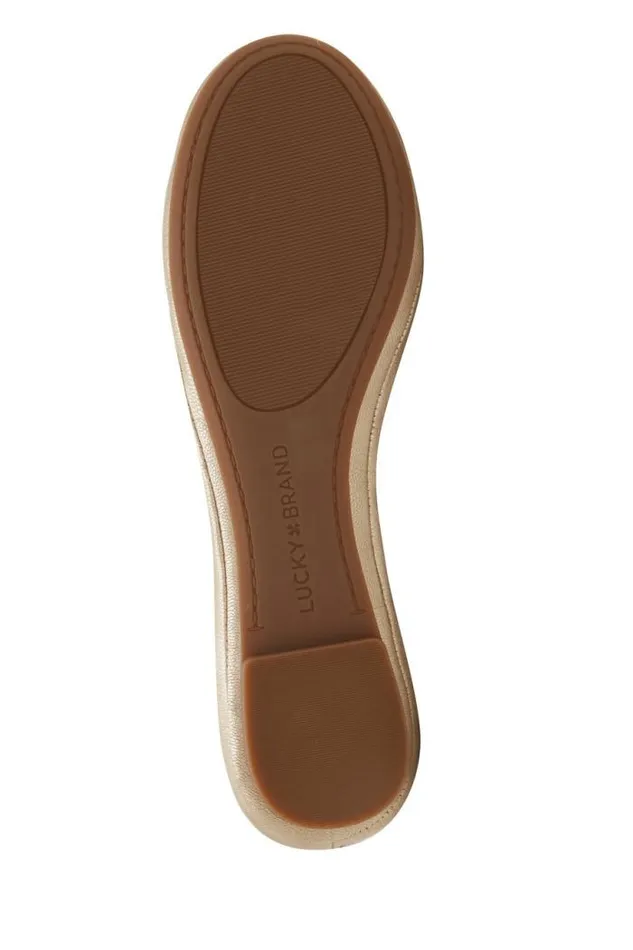 Lucky Brand Emmie Leather Flats Gold Women Shoes