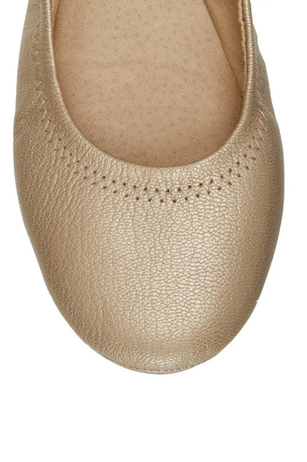 Lucky Brand Emmie Leather Flats Gold Women Shoes