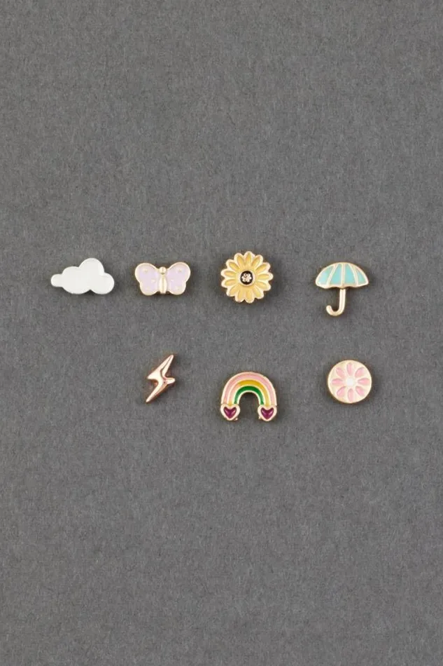 Lucky Brand Enamel Pink Leather Stud Set Two Tone Women Jewelry