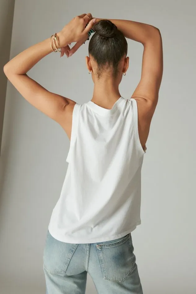 Lucky Brand Endless Summer Tank Bright White Women Graphic Tees