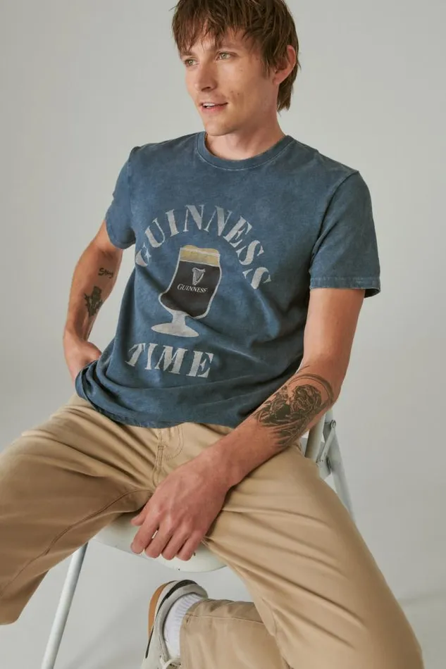 Lucky Brand Guinness Time Tee Midnight Navy Men Graphic Tees