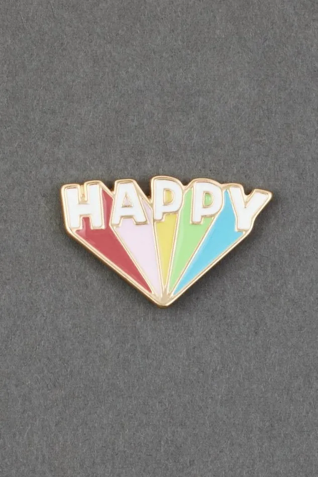 Lucky Brand Happy Rainbow Enamel Pin Gold Women Jewelry