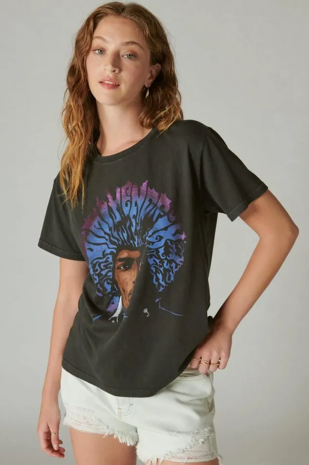 Lucky Brand Hendrix Hair Jet Black Women Graphic Tees