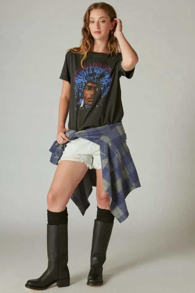 Lucky Brand Hendrix Hair Jet Black Women Graphic Tees
