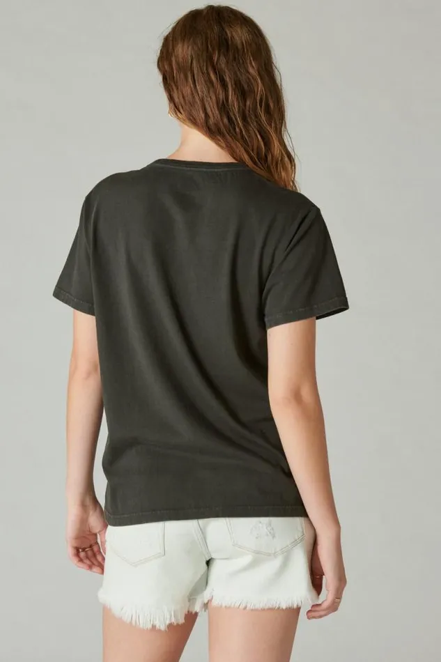 Lucky Brand Hendrix Hair Jet Black Women Graphic Tees