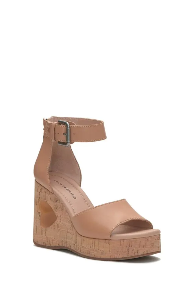 Lucky Brand Himmy Cork Wedge Medium Dark Brown Women Shoes