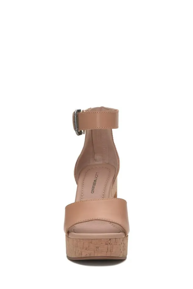 Lucky Brand Himmy Cork Wedge Medium Dark Brown Women Shoes