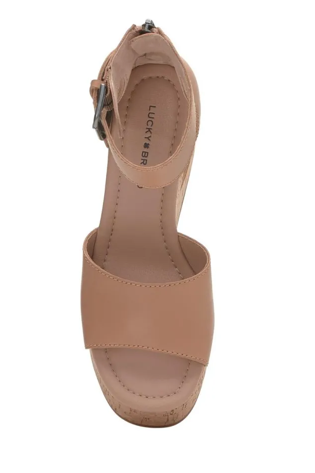Lucky Brand Himmy Cork Wedge Medium Dark Brown Women Shoes