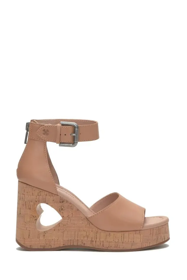 Lucky Brand Himmy Cork Wedge Medium Dark Brown Women Shoes