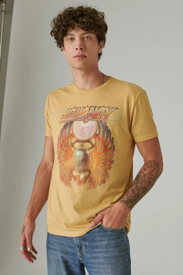 Lucky Brand Journey Scarab Honey Mustard Men Graphic Tees