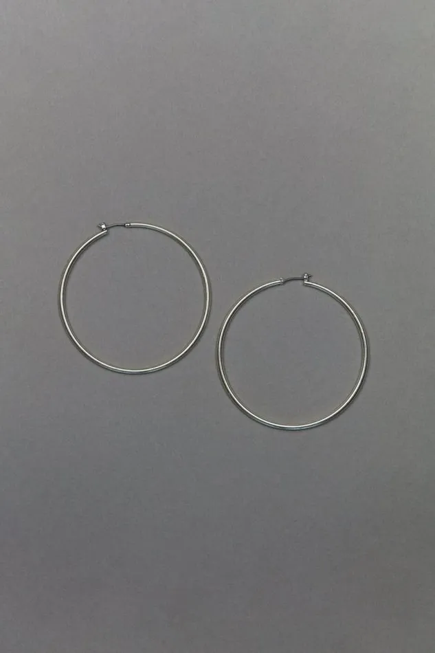 Lucky Brand Large Skinny Hoop Earrings Silver Women Jewelry