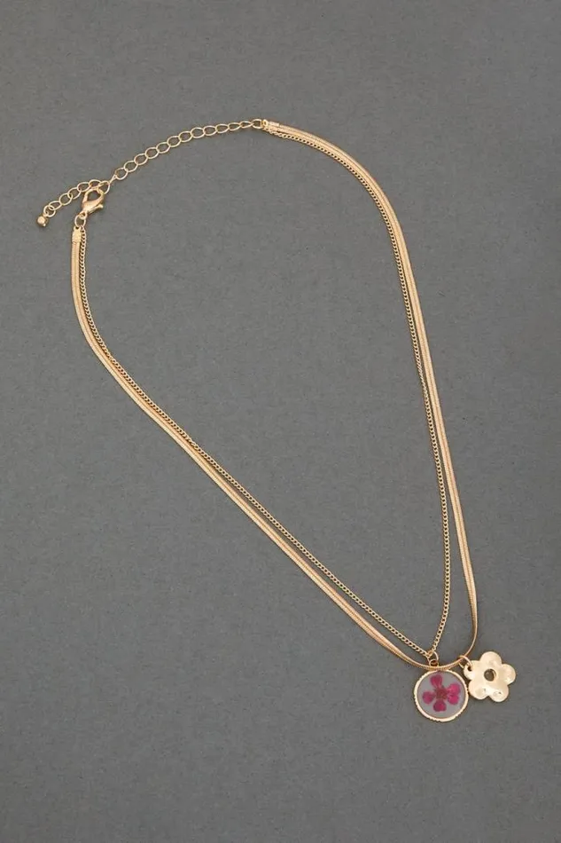 Lucky Brand Layer Flower Necklace Gold Women Jewelry