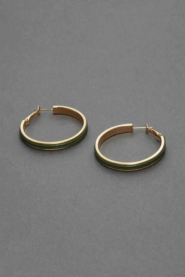 Lucky Brand Leather Hoop Earring Gold Women Jewelry