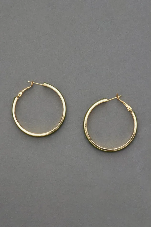 Lucky Brand Leather Hoop Earring Gold Women Jewelry