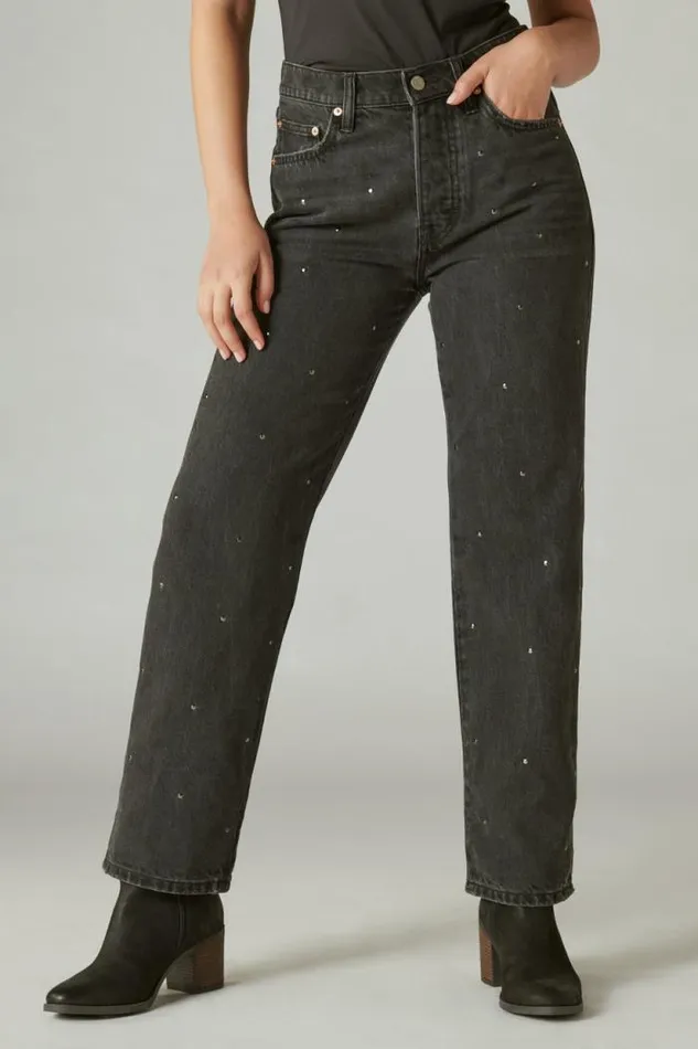 Lucky Brand Lucky Legend Studded High Rise 90s Loose Diamond Hallow Women Jeans