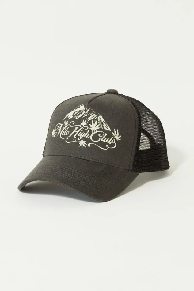 Lucky Brand Mile High Club Trucker Black Women Hats