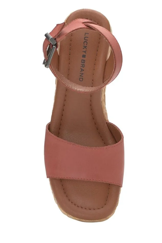 Lucky Brand Nalmo Espadrille Wedge Menium Light Red Women Shoes