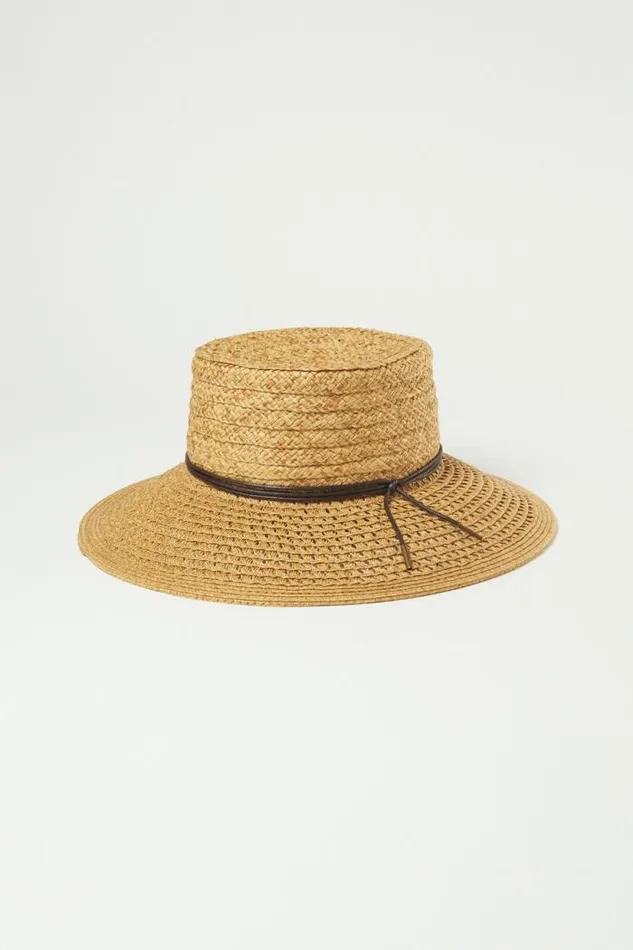Lucky Brand Open Weave Boater With Leather Tie Medium Brown Women Hats Lucky Brand Open Weave Boater With Leather Tie Medium Brown Women Hats