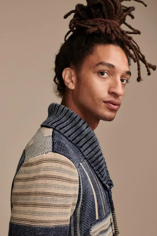 Lucky Brand Patchwork Shawl Cardigan Denim Combo Men Sweaters Lucky Brand Patchwork Shawl Cardigan Denim Combo Men Sweaters